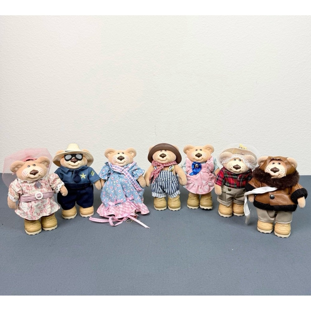 1986 Furskin Bears Plush 7" Wendy's Vintage Promo Toys- Set of 7